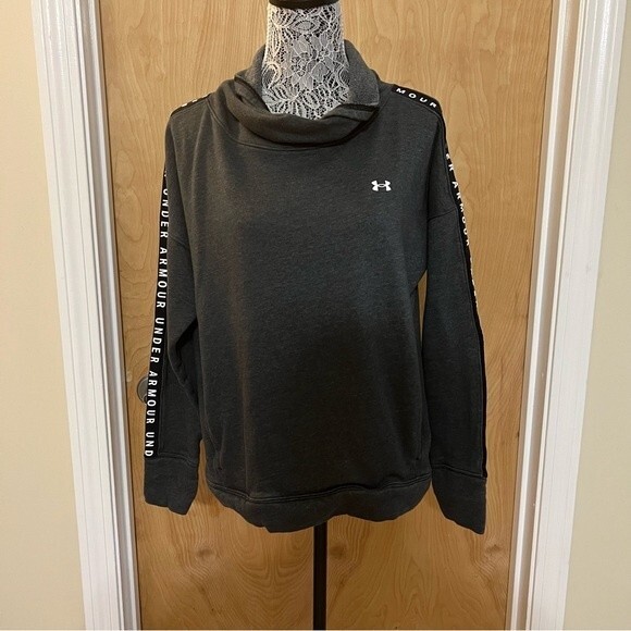 Under Armour UA Women’s Taped Fleece Funnel Neck Lightweight Sweater -Size Large - Picture 2 of 5